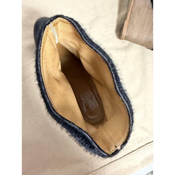 MM6 Margiela Boots Womens Size 40 Black Wedge Fur Ankle Made In Italy - Picture 10 of 13